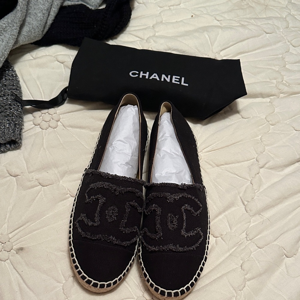 Black Canvas Espadrilles - Signature CC Logo “Chanel style”